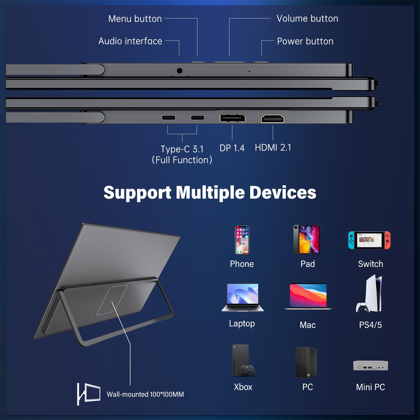 InnoView Portable Monitor 15.6" 1080P Portable Monitor for Laptop with Protective Sleeve Built-in 90° Adjustable Stand USB C HDMI Ultra-Slim Laptop Screen Extender for MacBook Phone PS Xbox Switch - pokemaInnoView Portable Monitor 15.6" 1080P Portable Monitor for Laptop with Protective Sleeve Built-in 90° Adjustable Stand USB C HDMI Ultra-Slim Laptop Screen Extender for MacBook Phone PS Xbox Switch