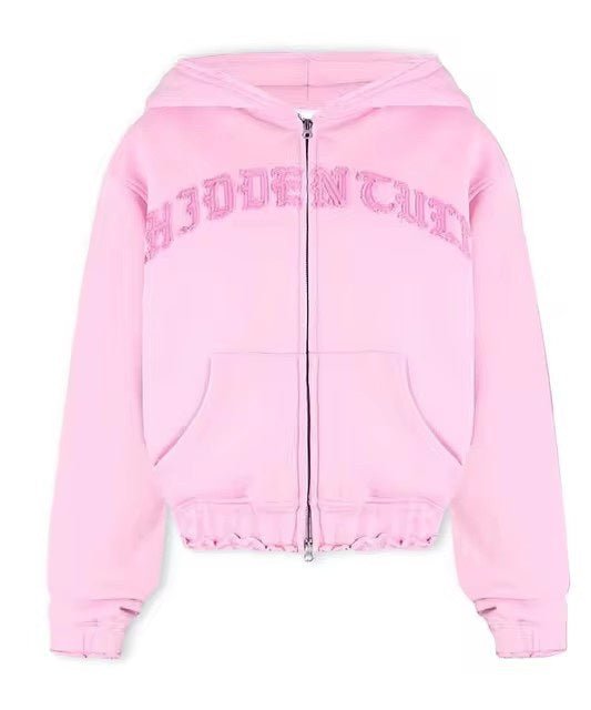 Ins Letter Sports Suit Zip-up Hooded Cropped Sweatshirt Top And Loose Drawstring Trousers Fashion Womens Clothing - pokemac67fc03941ecbac3cb1cf130eb540387