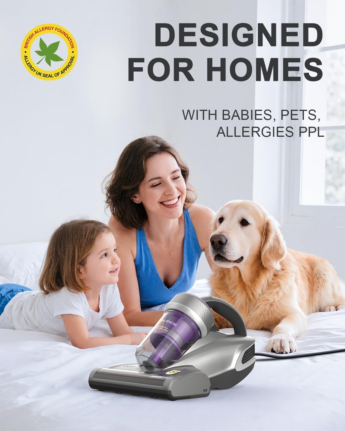 Jimmy Mattress Vacuum Cleaner, Anti-allergen Bed Vacuum Cleaner with UV-C Light & High Heating Tech, 14Kpa Suction 480W Powerful Handheld Vacuums for Dust & Pet Hair(JV35, Corded) - pokemaJimmy Mattress Vacuum Cleaner, Anti-allergen Bed Vacuum Cleaner with UV-C Light & High Heating Tech, 14Kpa Suction 480W Powerful Handheld Vacuums for Dust & Pet Hair(JV35, Corded)