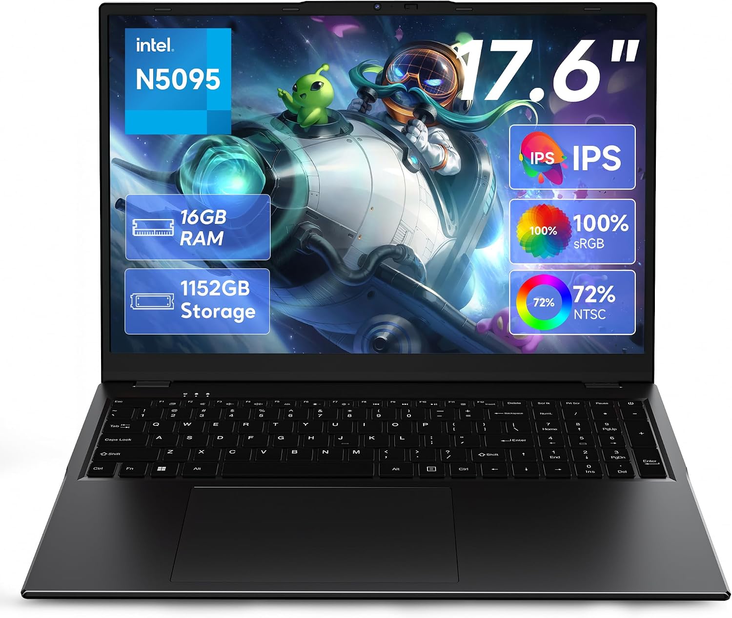 jumper 17.6 Inch Laptop, 16GB RAM 1TB SSD+128GB EMMC, N5095 CPU,100% sRGB FHD Display,Windows 11, Backlit Keyboard, WiFi-6,7000mAh, Universal Type-C, Laptops for Students and Business - pokemajumper 17.6 Inch Laptop, 16GB RAM 1TB SSD+128GB EMMC, N5095 CPU,100% sRGB FHD Display,Windows 11, Backlit Keyboard, WiFi-6,7000mAh, Universal Type-C, Laptops for Students and Business