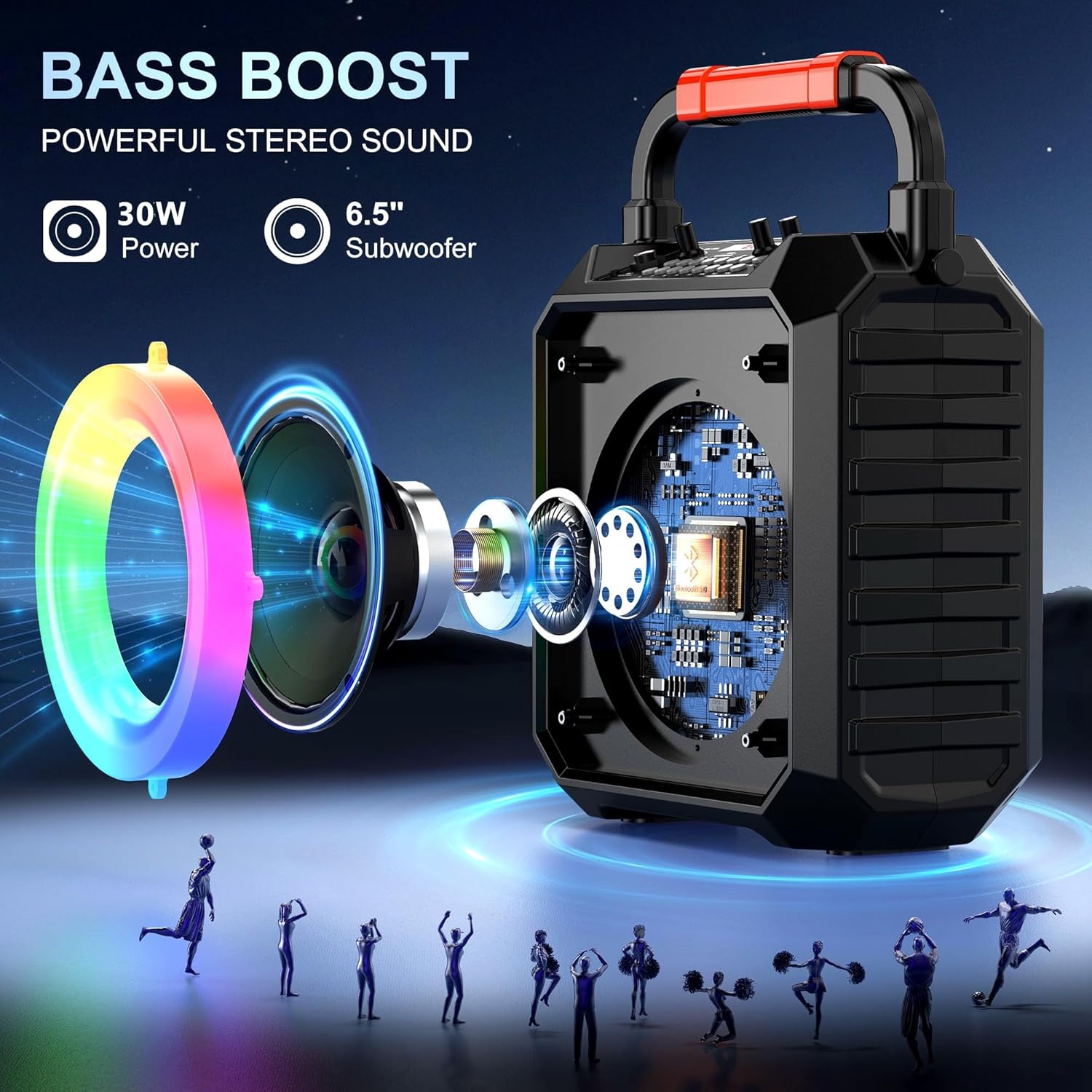 Karaoke Machine HWWR – Pro Karaoke Speaker with 2 Wireless Microphones, Portable Design, 5.3 Bluetooth, Adults & Kids Gifts, DJ Lights, Home Party & Outdoor Events, Supports FM/USB/AUX/REC/TF - pokemaKaraoke Machine HWWR – Pro Karaoke Speaker with 2 Wireless Microphones, Portable Design, 5.3 Bluetooth, Adults & Kids Gifts, DJ Lights, Home Party & Outdoor Events, Supports FM/USB/AUX/REC/TF