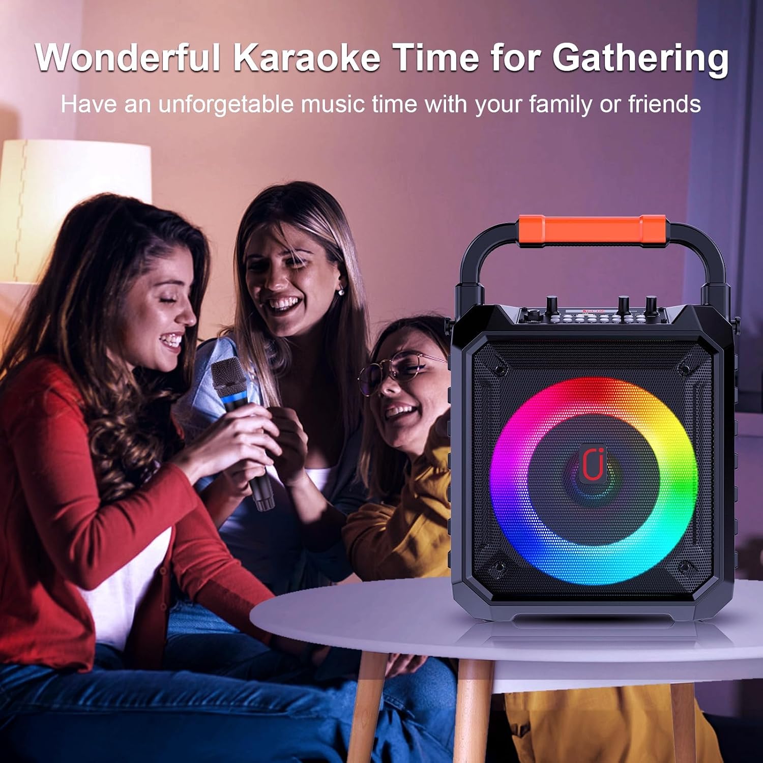 Karaoke Machine HWWR – Pro Karaoke Speaker with 2 Wireless Microphones, Portable Design, 5.3 Bluetooth, Adults & Kids Gifts, DJ Lights, Home Party & Outdoor Events, Supports FM/USB/AUX/REC/TF - pokemaKaraoke Machine HWWR – Pro Karaoke Speaker with 2 Wireless Microphones, Portable Design, 5.3 Bluetooth, Adults & Kids Gifts, DJ Lights, Home Party & Outdoor Events, Supports FM/USB/AUX/REC/TF