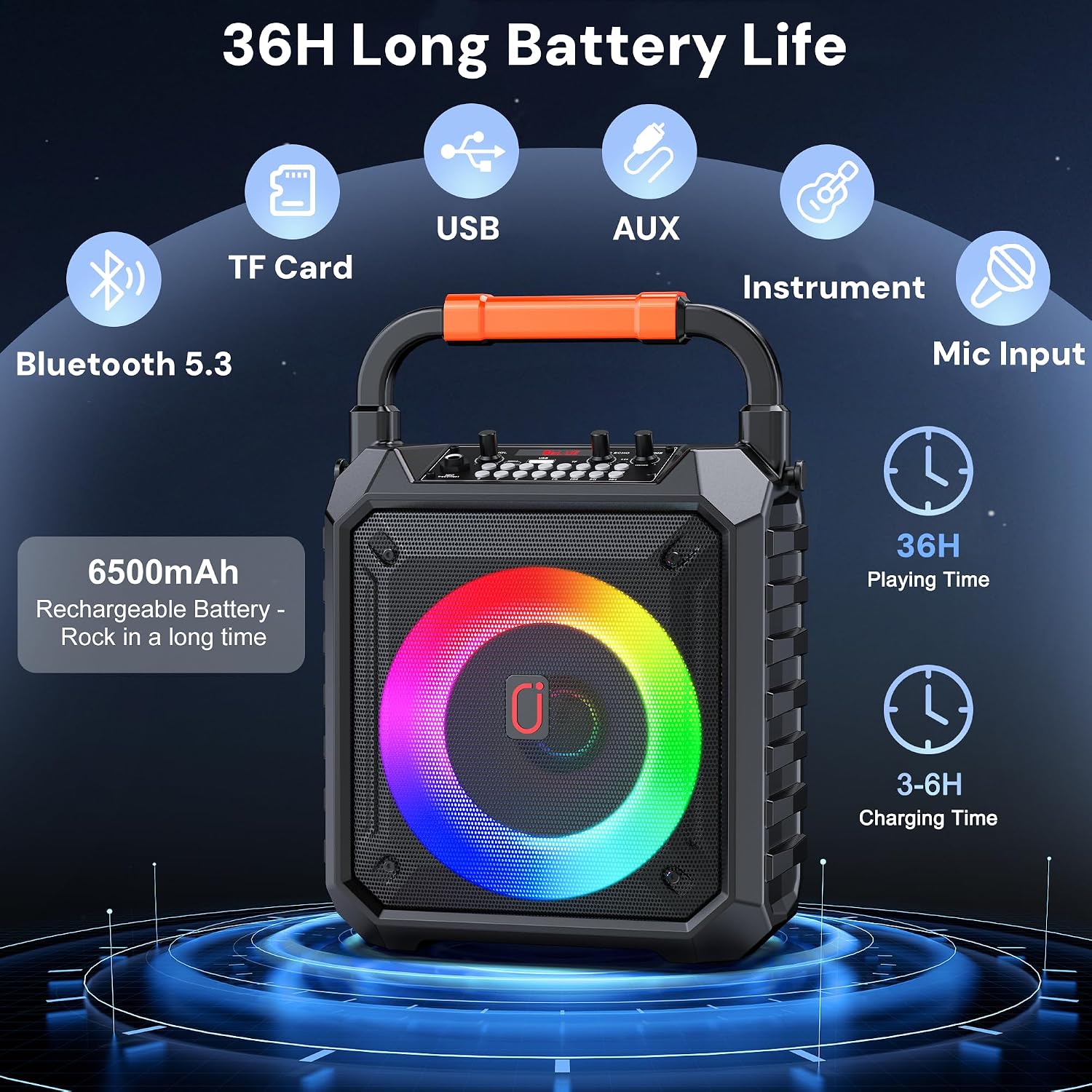 Karaoke Machine HWWR – Pro Karaoke Speaker with 2 Wireless Microphones, Portable Design, 5.3 Bluetooth, Adults & Kids Gifts, DJ Lights, Home Party & Outdoor Events, Supports FM/USB/AUX/REC/TF - pokemaKaraoke Machine HWWR – Pro Karaoke Speaker with 2 Wireless Microphones, Portable Design, 5.3 Bluetooth, Adults & Kids Gifts, DJ Lights, Home Party & Outdoor Events, Supports FM/USB/AUX/REC/TF