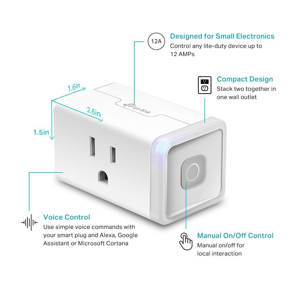Kasa Smart Plug HS103P4, Wi-Fi Outlet Works with Alexa, Echo, Google Home & IFTTT, No Hub Required, Remote Control, 15 Amp, UL Certified, 4-Pack, White - pokemaKasa Smart Plug HS103P4, Wi-Fi Outlet Works with Alexa, Echo, Google Home & IFTTT, No Hub Required, Remote Control, 15 Amp, UL Certified, 4-Pack, White