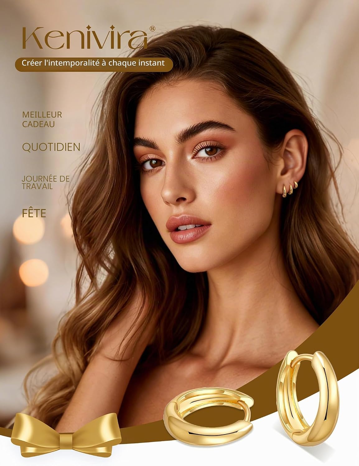 Kenivira Petites Boucles d'oreilles Créoles en Or pour Femme, Ensemble de 3 Paires de Boucles d'oreilles Créoles Épaisses Plaquées Or 14 carats, Boucles d'oreilles Créoles Mini Hypoallergéniques - pokemaKenivira Petites Boucles d'oreilles Créoles en Or pour Femme, Ensemble de 3 Paires de Boucles d'oreilles Créoles Épaisses Plaquées Or 14 carats, Boucles d'oreilles Créoles Mini Hypoallergéniques