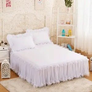 Korean Style Lace One-piece Princess Bedspread Lace Bed Cover Thick Mattress Protection Cover Sheet - pokema6fcf9aa6430aa514f559e11b5d91a718