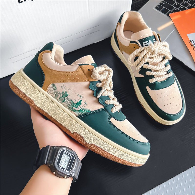 Lace-up Casual Shoes Men Soft Thick Sole Fashion Comfortable Breathable Flats Sneakers Student Platform Outdoor Walking Shoes - pokema16f309ceed2011d3a694282bbb197bba