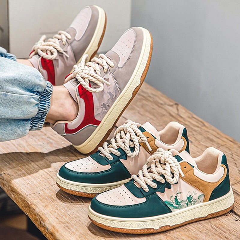 Lace-up Casual Shoes Men Soft Thick Sole Fashion Comfortable Breathable Flats Sneakers Student Platform Outdoor Walking Shoes - pokemae3587ef99dd7cc3bdb34aa5eac7e1be9