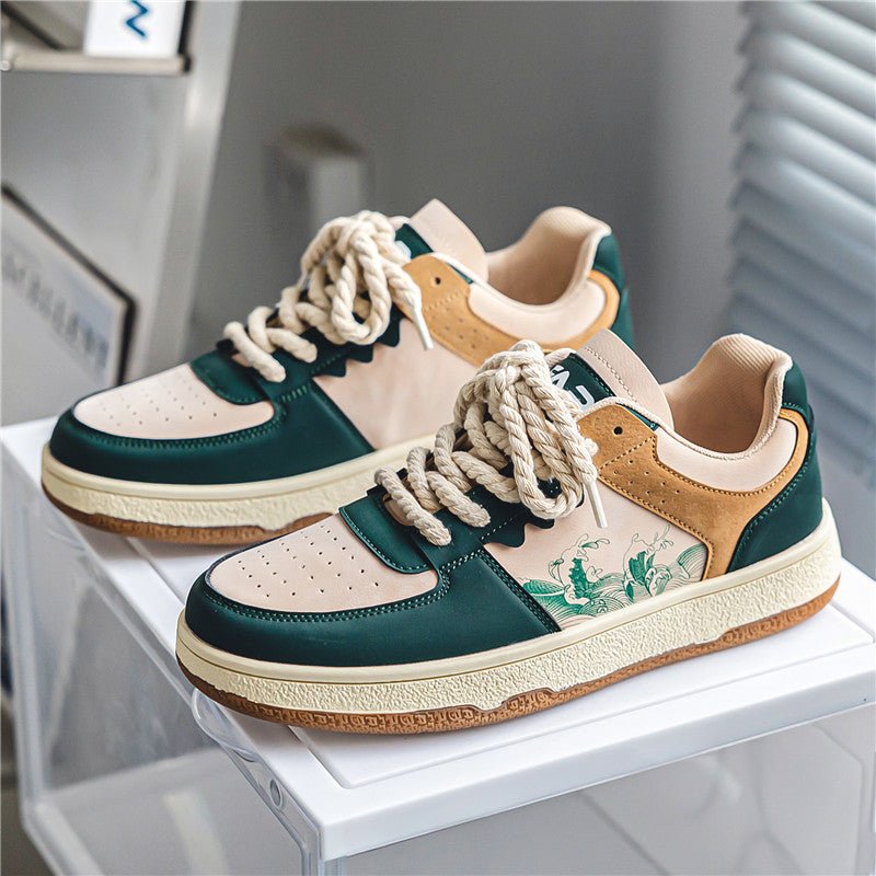Lace-up Casual Shoes Men Soft Thick Sole Fashion Comfortable Breathable Flats Sneakers Student Platform Outdoor Walking Shoes - pokema3397e757b24df0060c5176f583f08316