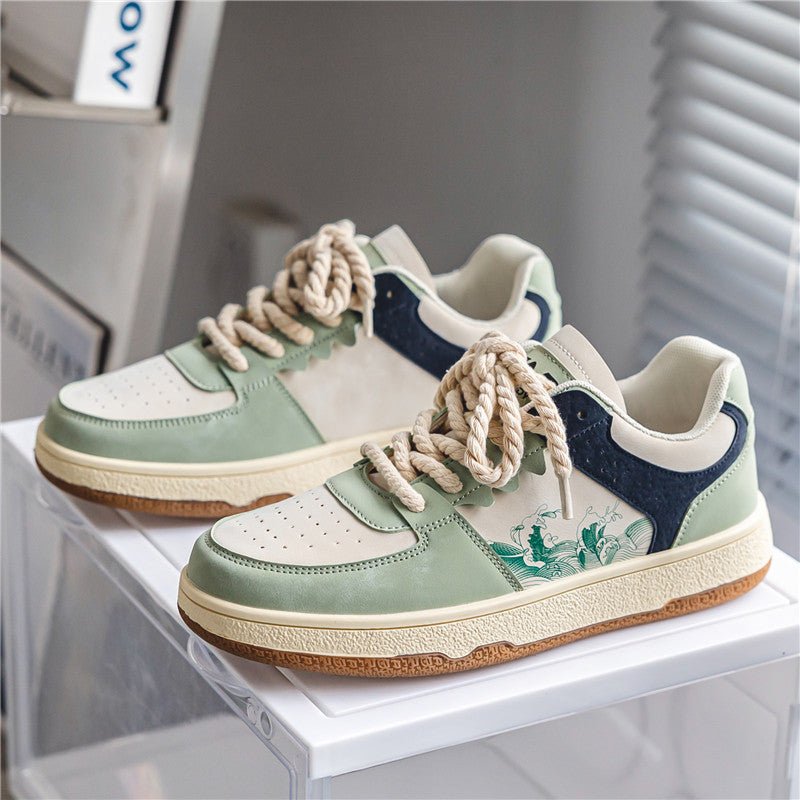 Lace-up Casual Shoes Men Soft Thick Sole Fashion Comfortable Breathable Flats Sneakers Student Platform Outdoor Walking Shoes - pokemac9dac25f2cf39dbbb18d245ce0ee6f9c