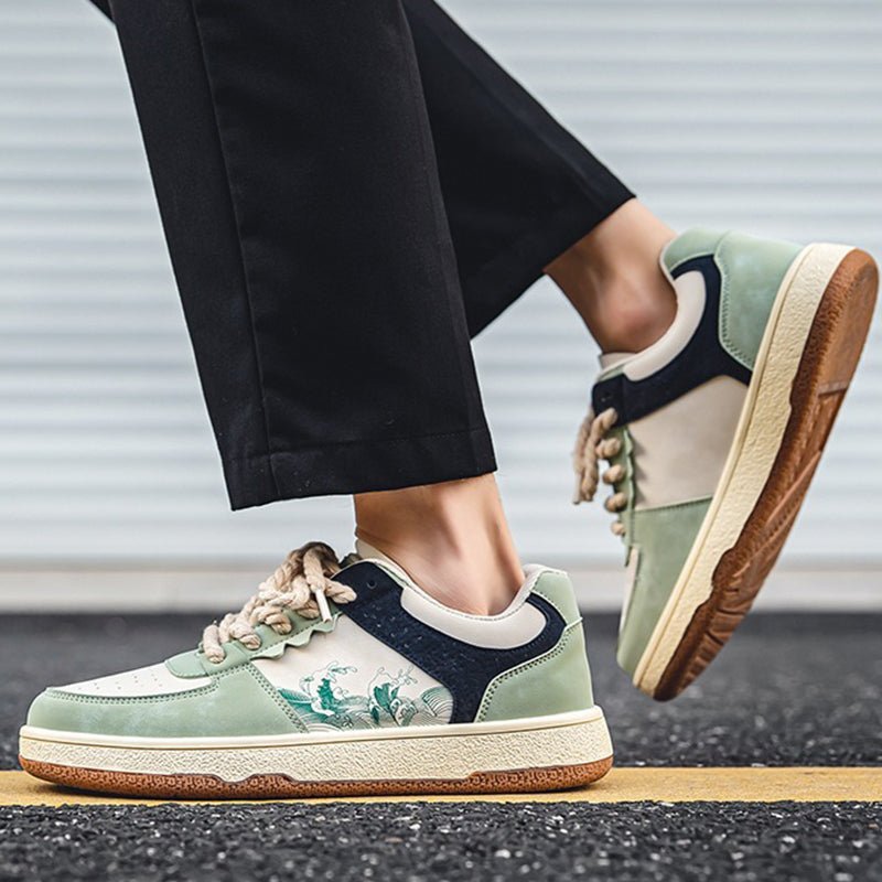 Lace-up Casual Shoes Men Soft Thick Sole Fashion Comfortable Breathable Flats Sneakers Student Platform Outdoor Walking Shoes - pokemacf8ca83df546f19705d2b9c383a46537