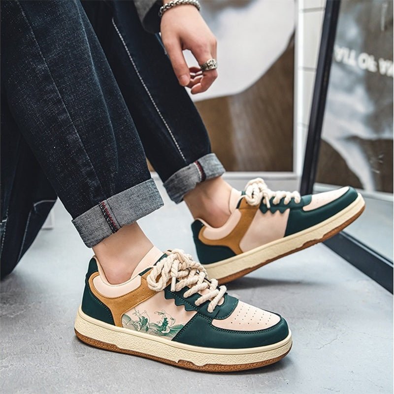 Lace-up Casual Shoes Men Soft Thick Sole Fashion Comfortable Breathable Flats Sneakers Student Platform Outdoor Walking Shoes - pokema23e5f0bf3f1114c9a249b39a6e5228ee