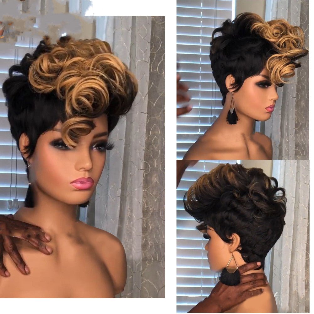 Ladies African Small Curly Hair Dyeing Short Curly Hair Wig Button Net Hair Cover - pokemacf1102695c690c87aef3504d16538fed