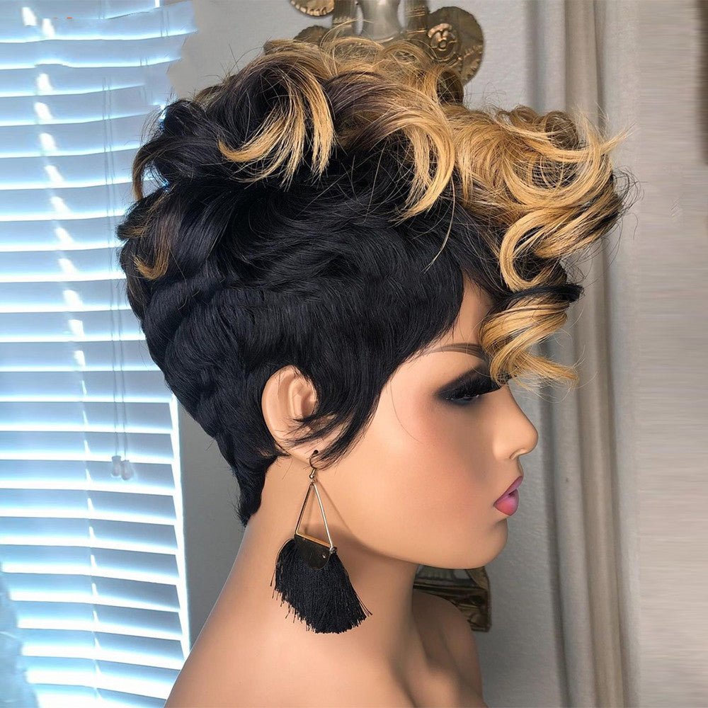 Ladies African Small Curly Hair Dyeing Short Curly Hair Wig Button Net Hair Cover - pokema35408f52e5019a87dc28313d8a651ec4