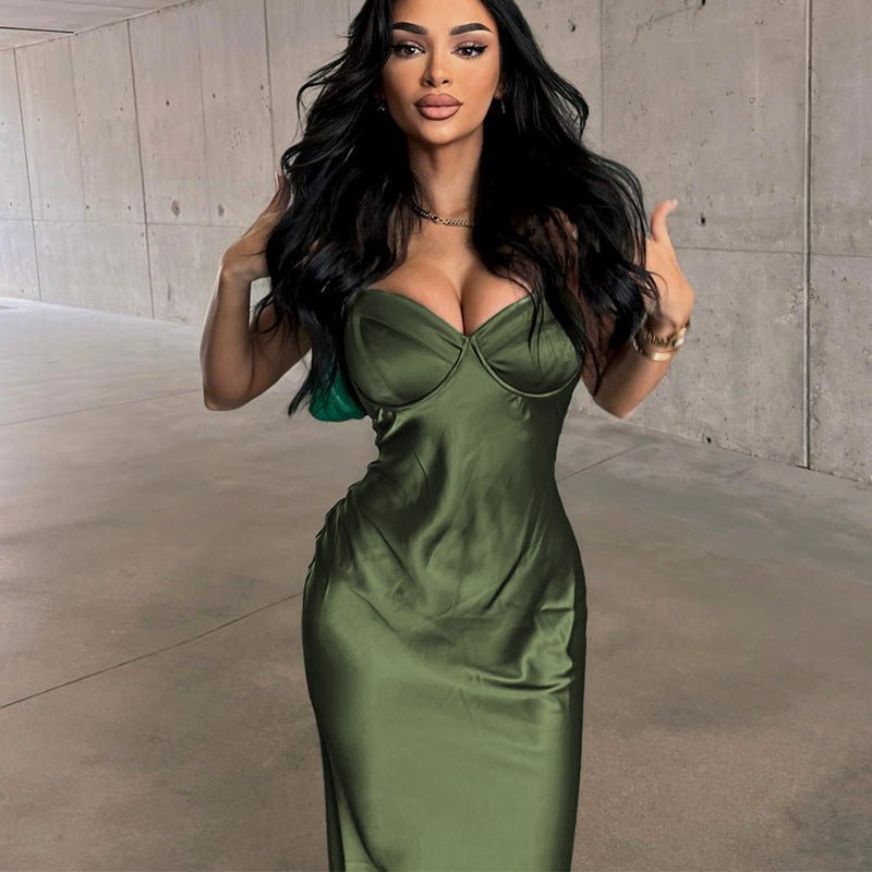 Lady Sexy Strap Backless Solid Color Elegant Dress - pokema1fce173a1582a655a6ddb748161536c2