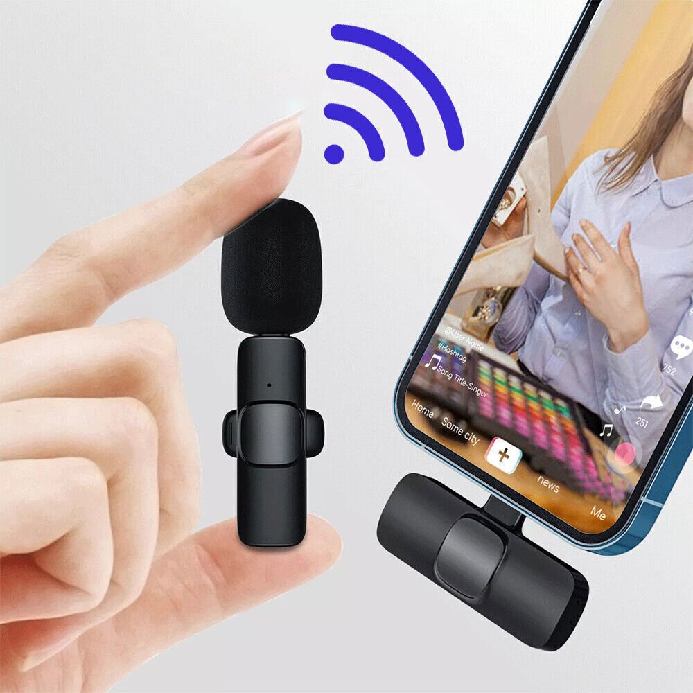 Lavalier Microphone Wireless Audio Video Recording Mini Mic For Android/iPhone - pokemaLavalier Microphone Wireless Audio Video Recording Mini Mic For Android/iPhone