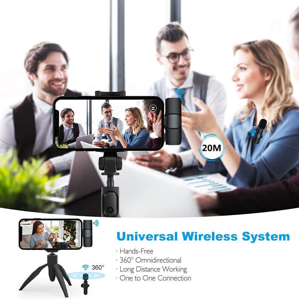 Lavalier Microphone Wireless Audio Video Recording Mini Mic For Android/iPhone - pokemaLavalier Microphone Wireless Audio Video Recording Mini Mic For Android/iPhone