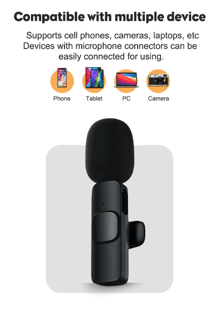 Lavalier Microphone Wireless Audio Video Recording Mini Mic For Android/iPhone - pokemaLavalier Microphone Wireless Audio Video Recording Mini Mic For Android/iPhone