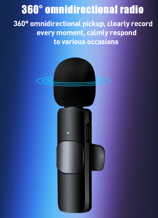 Lavalier Microphone Wireless Audio Video Recording Mini Mic For Android/iPhone - pokemaLavalier Microphone Wireless Audio Video Recording Mini Mic For Android/iPhone