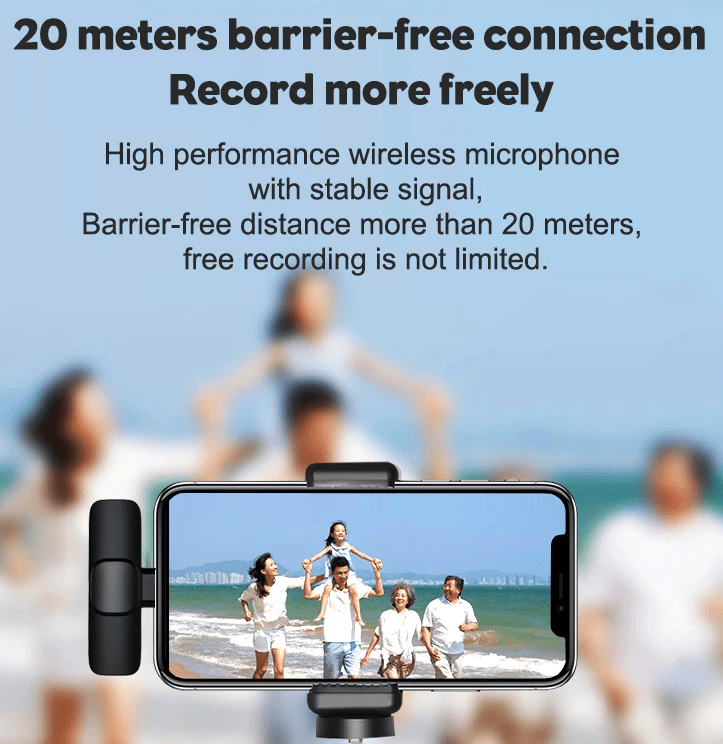Lavalier Microphone Wireless Audio Video Recording Mini Mic For Android/iPhone - pokemaLavalier Microphone Wireless Audio Video Recording Mini Mic For Android/iPhone