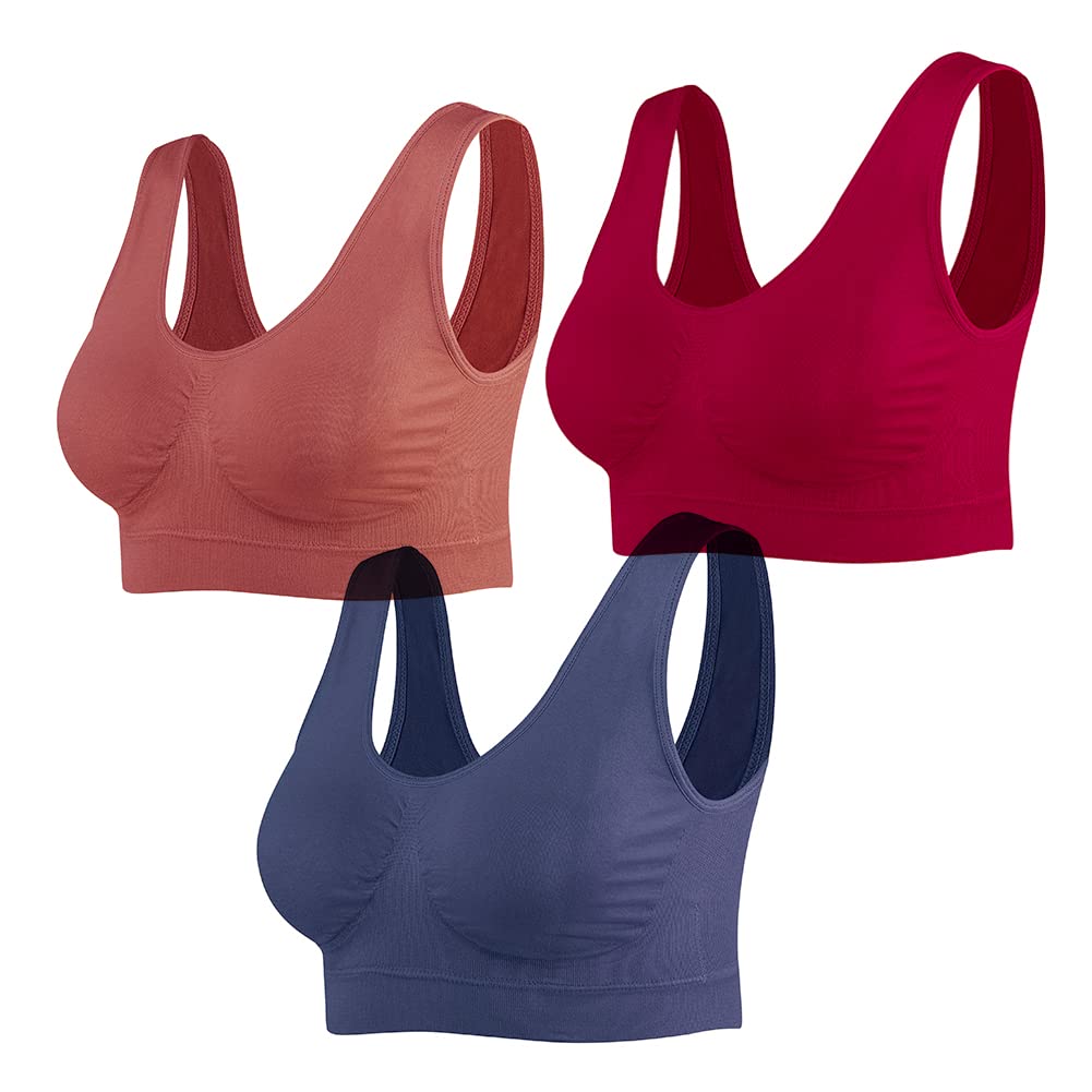 Lemef 3-Pack Seamless Sports Bra Wirefree Yoga Bra with Removable Pads for Women - pokemaLemef 3-Pack Seamless Sports Bra Wirefree Yoga Bra with Removable Pads for Women