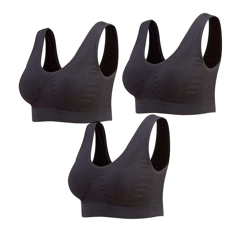 Lemef 3-Pack Seamless Sports Bra Wirefree Yoga Bra with Removable Pads for Women - pokemaLemef 3-Pack Seamless Sports Bra Wirefree Yoga Bra with Removable Pads for Women