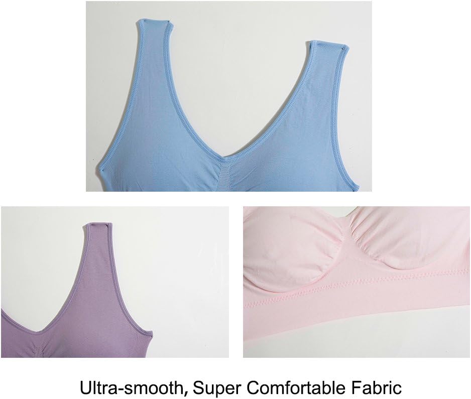 Lemef 3-Pack Seamless Sports Bra Wirefree Yoga Bra with Removable Pads for Women - pokemaLemef 3-Pack Seamless Sports Bra Wirefree Yoga Bra with Removable Pads for Women