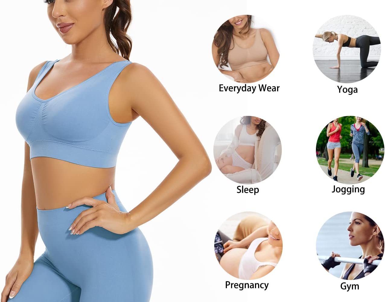 Lemef 3-Pack Seamless Sports Bra Wirefree Yoga Bra with Removable Pads for Women - pokemaLemef 3-Pack Seamless Sports Bra Wirefree Yoga Bra with Removable Pads for Women