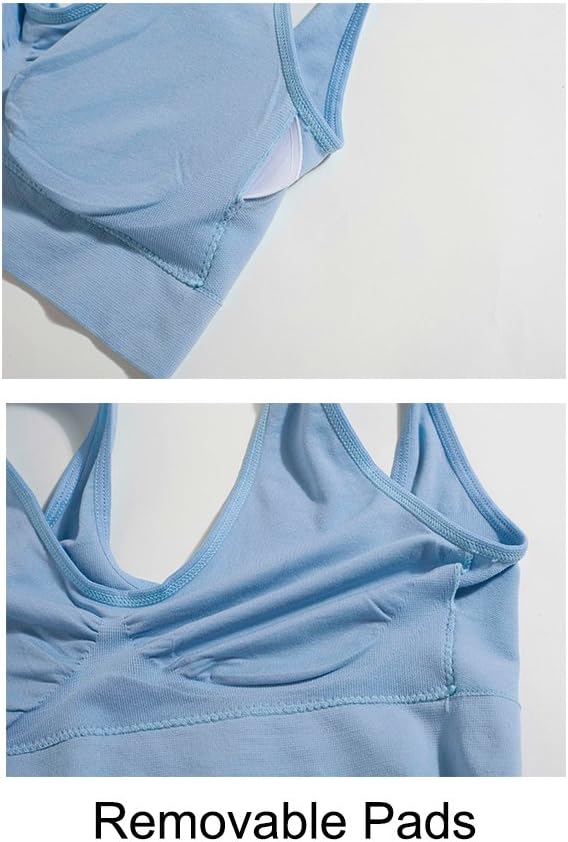 Lemef 3-Pack Seamless Sports Bra Wirefree Yoga Bra with Removable Pads for Women - pokemaLemef 3-Pack Seamless Sports Bra Wirefree Yoga Bra with Removable Pads for Women