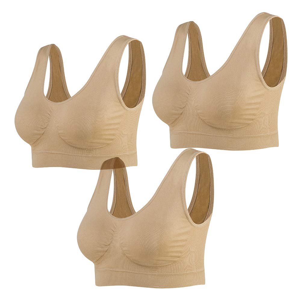 Lemef 3-Pack Seamless Sports Bra Wirefree Yoga Bra with Removable Pads for Women - pokemaLemef 3-Pack Seamless Sports Bra Wirefree Yoga Bra with Removable Pads for Women