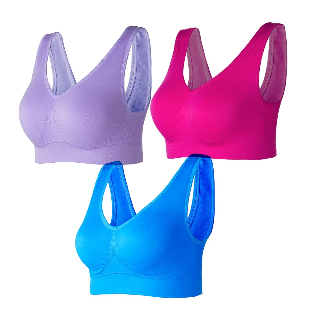 Lemef 3-Pack Seamless Sports Bra Wirefree Yoga Bra with Removable Pads for Women - pokemaLemef 3-Pack Seamless Sports Bra Wirefree Yoga Bra with Removable Pads for Women