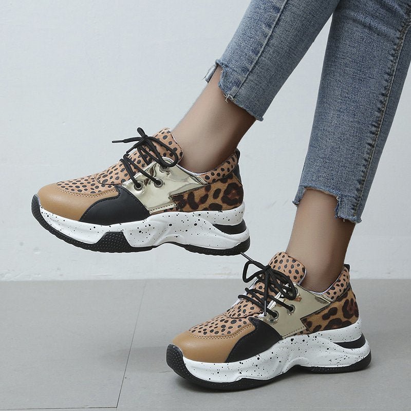 Leopard Print Sneakers Women Lace Up Walking Running Sports Shoes - pokema42996e1f352308c9aecf3c83ea8b1d0b