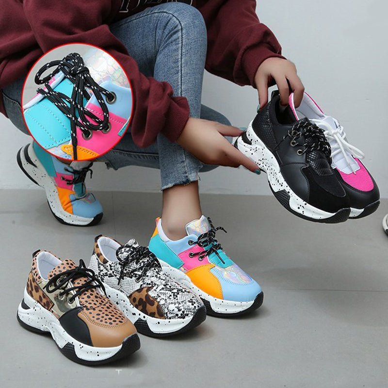 Leopard Print Sneakers Women Lace Up Walking Running Sports Shoes - pokemac42313e113049b3d9a59e8c5c3863b78