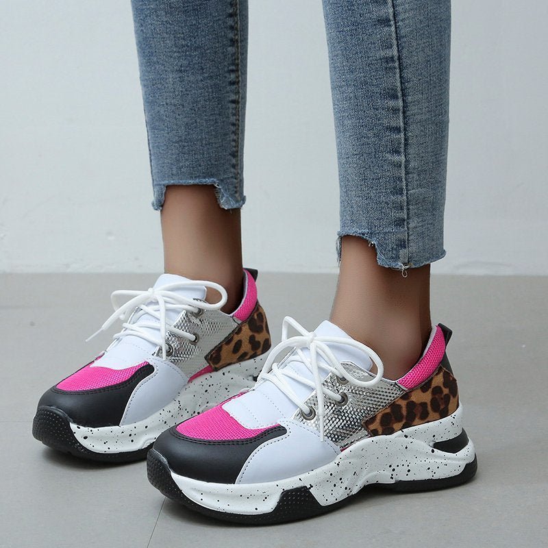 Leopard Print Sneakers Women Lace Up Walking Running Sports Shoes - pokemad62f4eb8305f08aed28520244cf771a7