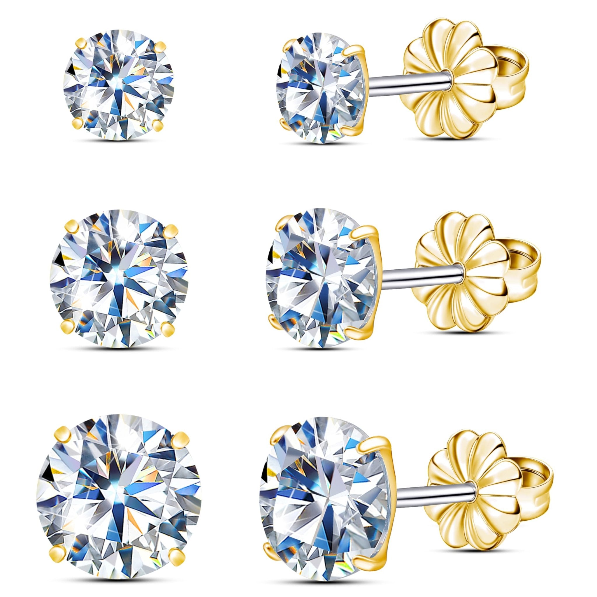 Limerencia Lot de 3 paires de boucles d'oreilles à tige en moissanite en titane, couleur D, clarté VVS1, boucles d'oreilles en moissanite créées en laboratoire, hypoallergéniques G23 pur titane pour - pokemaLimerencia Lot de 3 paires de boucles d'oreilles à tige en moissanite en titane, couleur D, clarté VVS1, boucles d'oreilles en moissanite créées en laboratoire, hypoallergéniques G23 pur titane pour