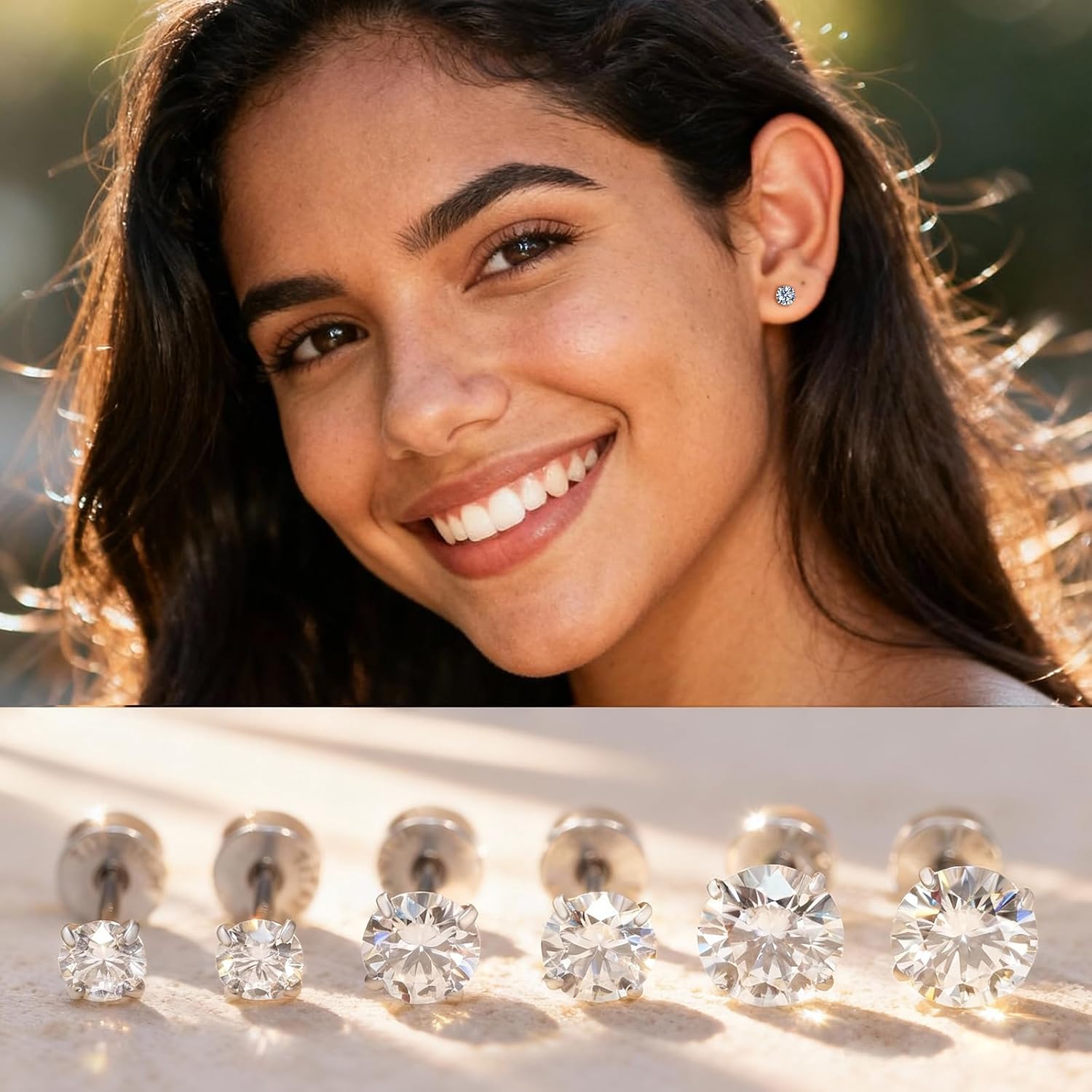 Limerencia Lot de 3 paires de boucles d'oreilles à tige en moissanite en titane, couleur D, clarté VVS1, boucles d'oreilles en moissanite créées en laboratoire, hypoallergéniques G23 pur titane pour - pokemaLimerencia Lot de 3 paires de boucles d'oreilles à tige en moissanite en titane, couleur D, clarté VVS1, boucles d'oreilles en moissanite créées en laboratoire, hypoallergéniques G23 pur titane pour