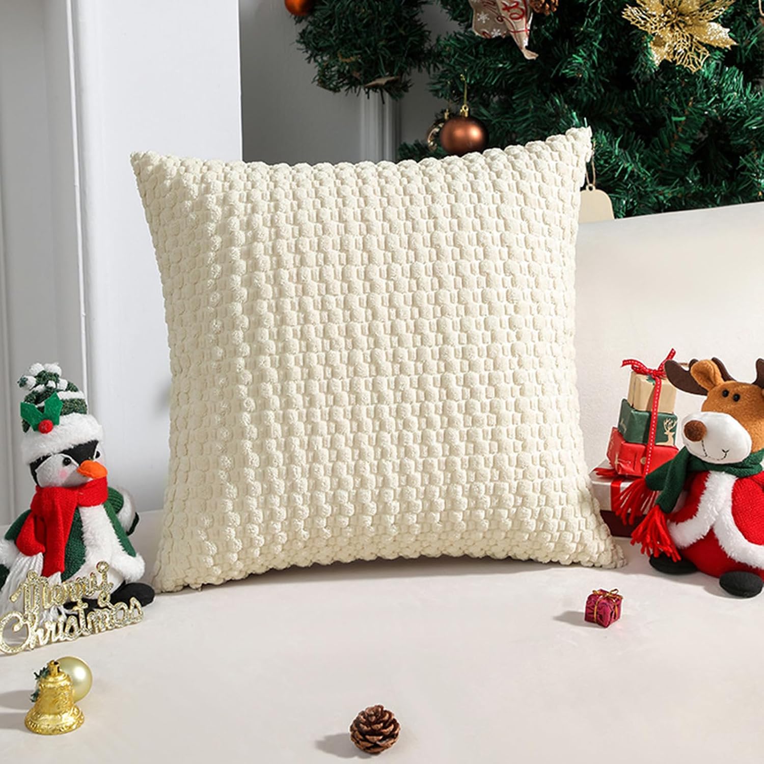Lot de 1 housse de coussin décorative en velours côtelé, blanc ivoire, 45,7 x 45,7 cm | Tissu doux et durable, fermeture éclair dissimulée lisse, design à doublure propre pour une décoration de ferme moderne - pokemaLot de 1 housse de coussin décorative en velours côtelé, blanc ivoire, 45,7 x 45,7 cm | Tissu doux et durable, fermeture éclair dissimulée lisse, design à doublure propre pour une décoration de ferme moderne