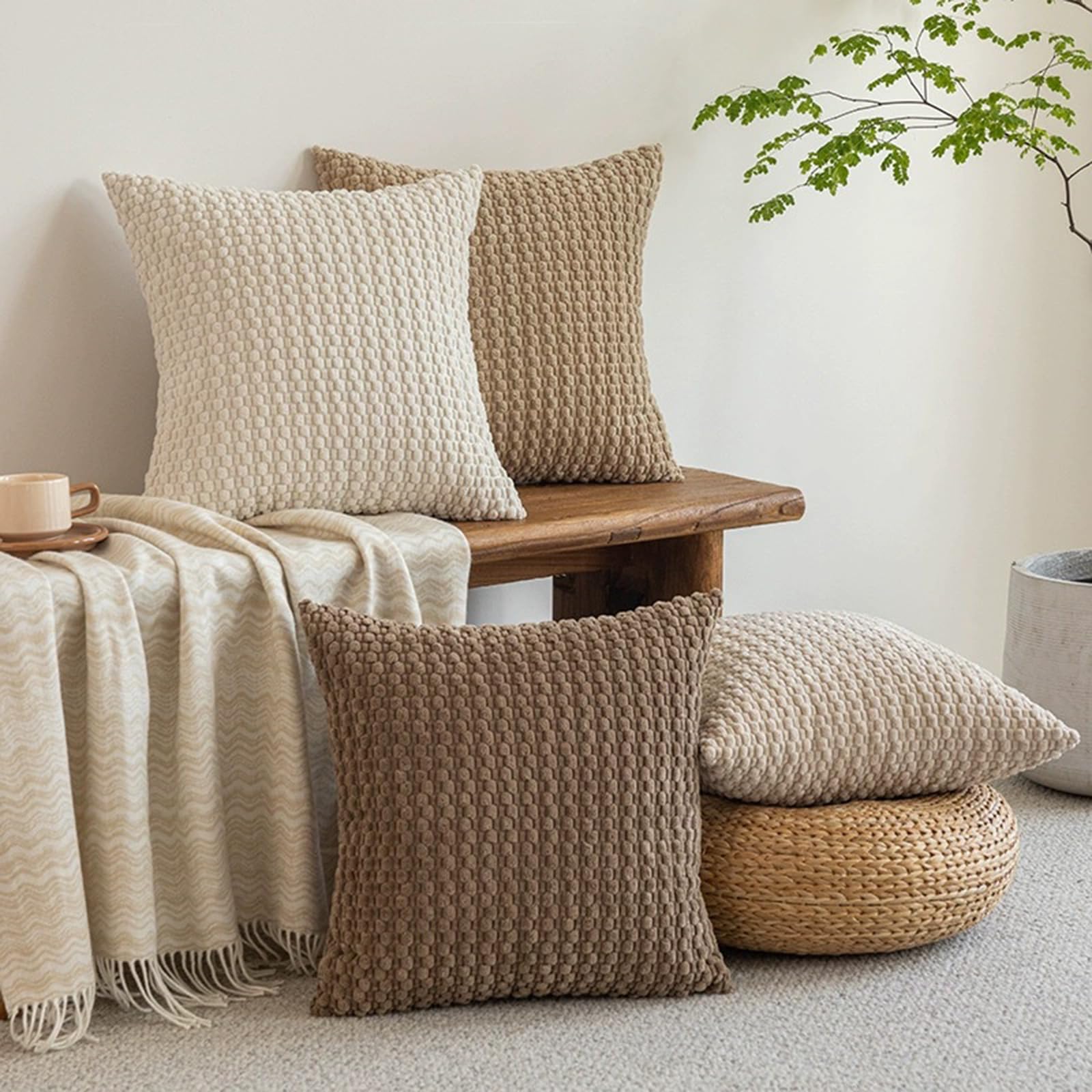 Lot de 1 housse de coussin décorative en velours côtelé, blanc ivoire, 45,7 x 45,7 cm | Tissu doux et durable, fermeture éclair dissimulée lisse, design à doublure propre pour une décoration de ferme moderne - pokemaLot de 1 housse de coussin décorative en velours côtelé, blanc ivoire, 45,7 x 45,7 cm | Tissu doux et durable, fermeture éclair dissimulée lisse, design à doublure propre pour une décoration de ferme moderne