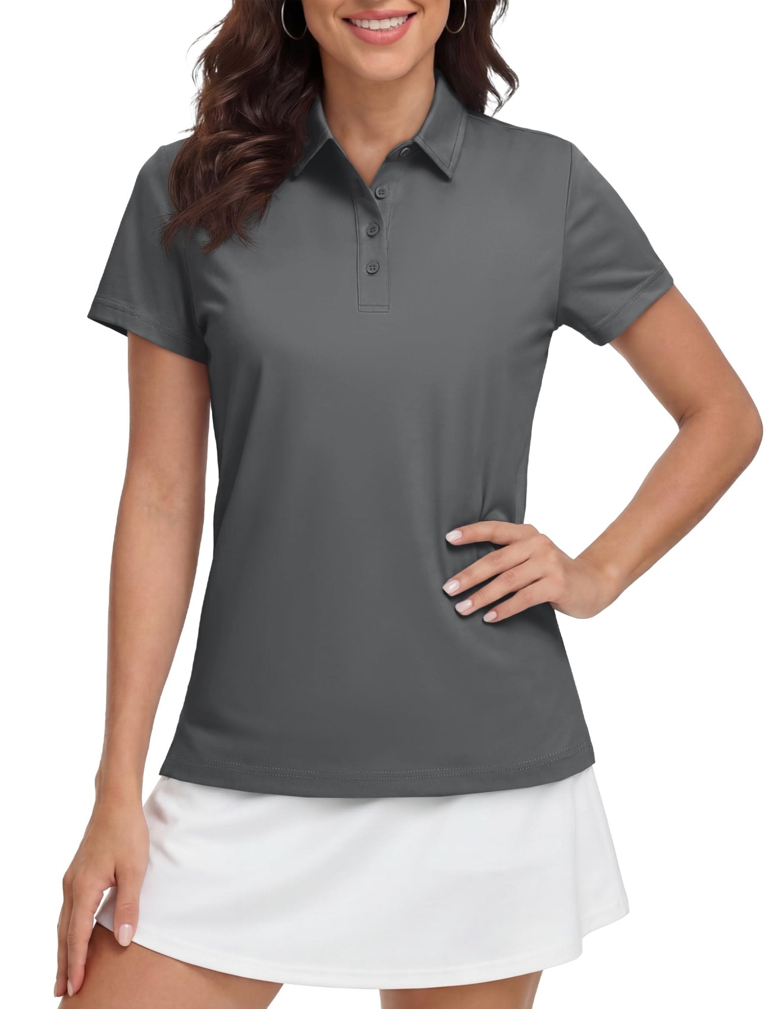 MAGCOMSEN Womens Golf Polo Shirts Sun Protection UPF 50+ Collared Shirt Short Sleeve Quick Dry 4-Button for Workout Tops - pokemaMAGCOMSEN Womens Golf Polo Shirts Sun Protection UPF 50+ Collared Shirt Short Sleeve Quick Dry 4-Button for Workout Tops