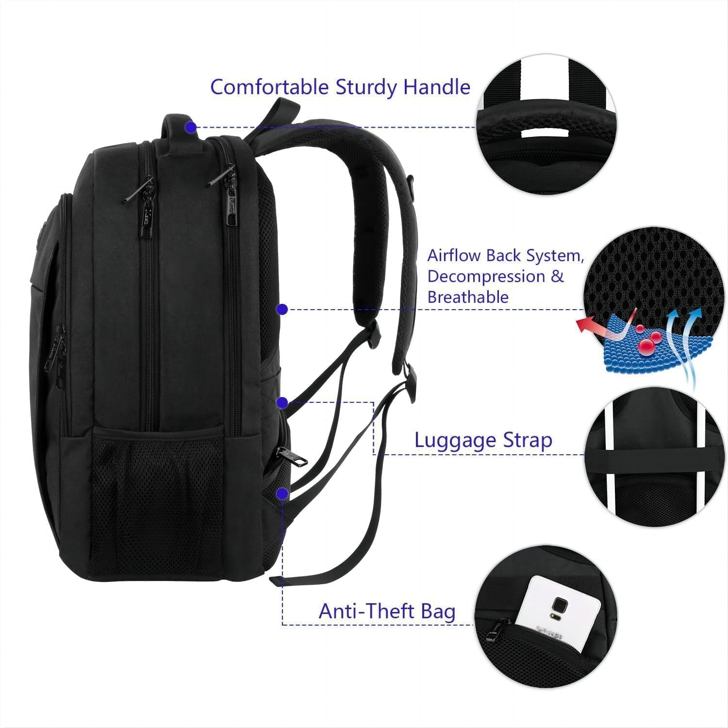 MATEIN Extra Large Travel Backpack, TSA Friendly 18.4 Inch Laptop Backpack, Anti Theft Flight Approved Business Work College Computer Big Bag for Women Men, Black - pokemaMATEIN Extra Large Travel Backpack, TSA Friendly 18.4 Inch Laptop Backpack, Anti Theft Flight Approved Business Work College Computer Big Bag for Women Men, Black