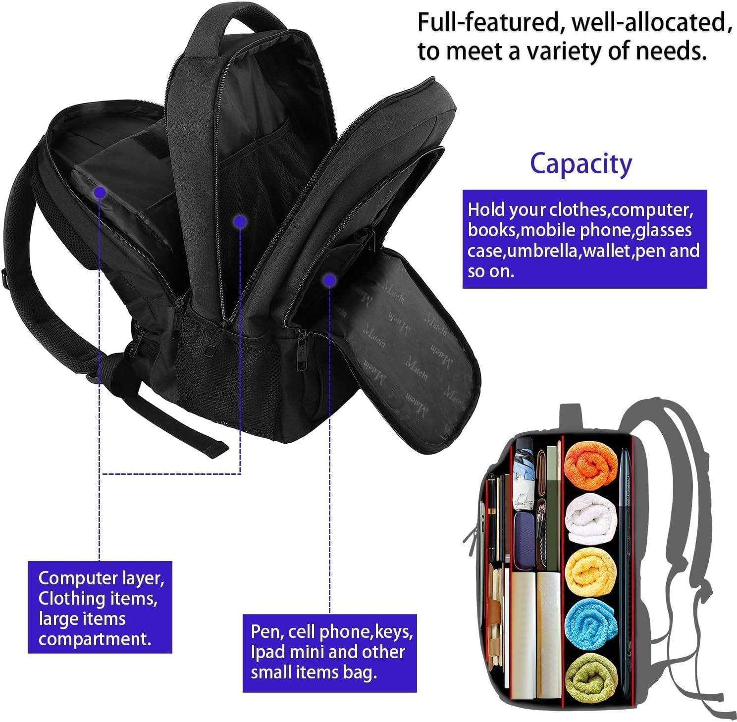MATEIN Extra Large Travel Backpack, TSA Friendly 18.4 Inch Laptop Backpack, Anti Theft Flight Approved Business Work College Computer Big Bag for Women Men, Black - pokemaMATEIN Extra Large Travel Backpack, TSA Friendly 18.4 Inch Laptop Backpack, Anti Theft Flight Approved Business Work College Computer Big Bag for Women Men, Black