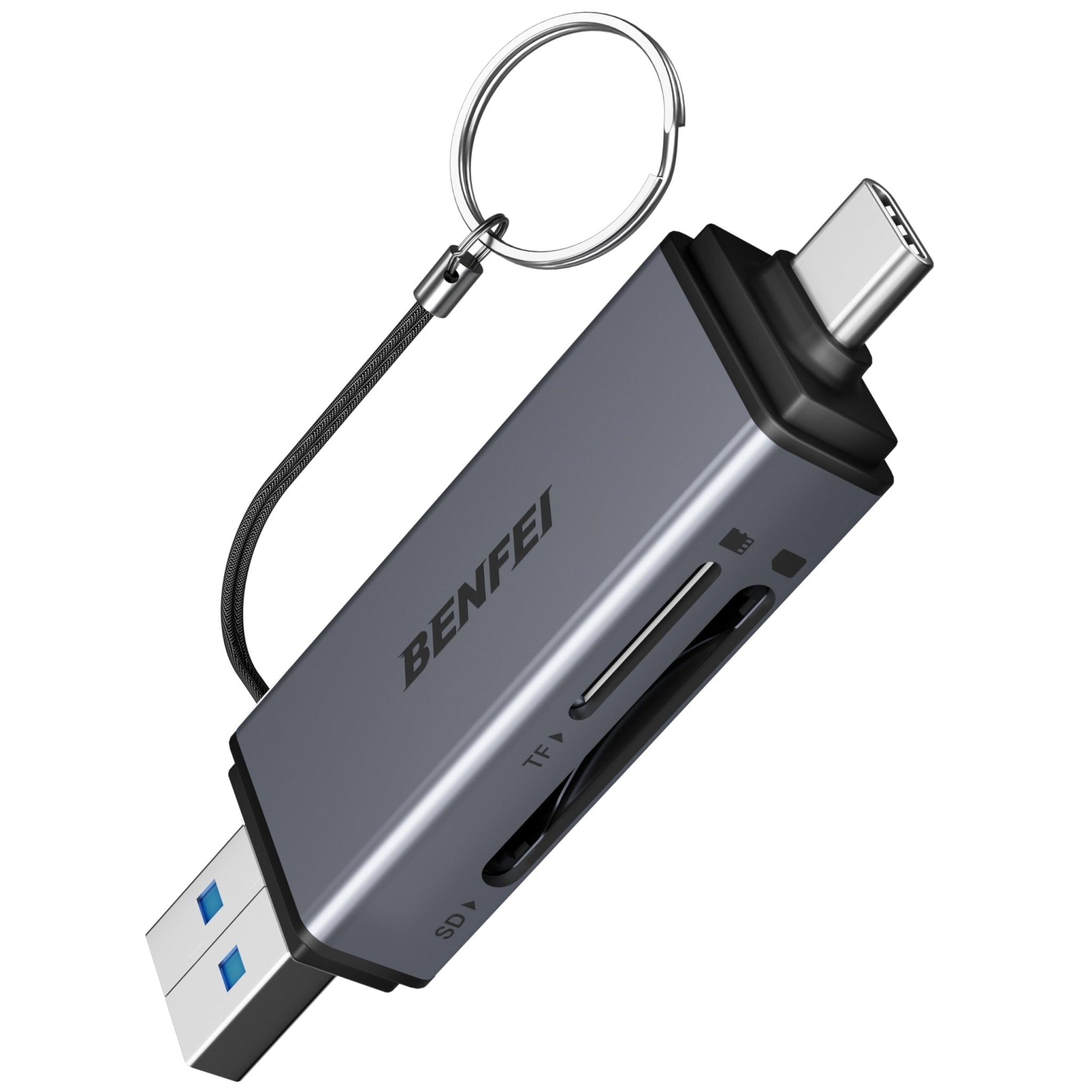 Memory Card Reader, BENFEI 4in1 USB 3.0 and USB-C to SD Micro SD MS CF Card Reader Adapter, 4 Cards Simultaneously Read and Write, Compatible with iPhone 15 Series, MacBook Pro/Air 2023, and More - pokemaMemory Card Reader, BENFEI 4in1 USB 3.0 and USB-C to SD Micro SD MS CF Card Reader Adapter, 4 Cards Simultaneously Read and Write, Compatible with iPhone 15 Series, MacBook Pro/Air 2023, and More