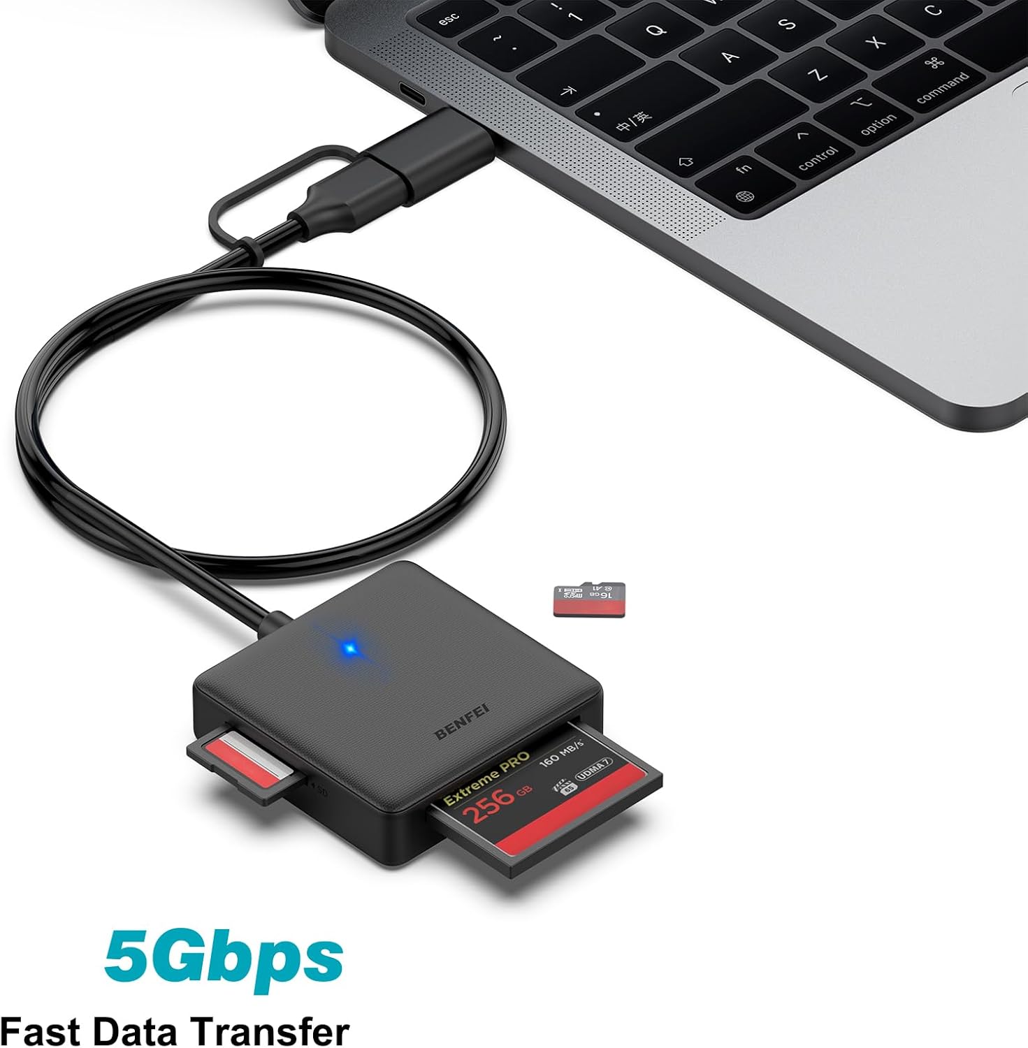 Memory Card Reader, BENFEI 4in1 USB 3.0 and USB-C to SD Micro SD MS CF Card Reader Adapter, 4 Cards Simultaneously Read and Write, Compatible with iPhone 15 Series, MacBook Pro/Air 2023, and More - pokemaMemory Card Reader, BENFEI 4in1 USB 3.0 and USB-C to SD Micro SD MS CF Card Reader Adapter, 4 Cards Simultaneously Read and Write, Compatible with iPhone 15 Series, MacBook Pro/Air 2023, and More