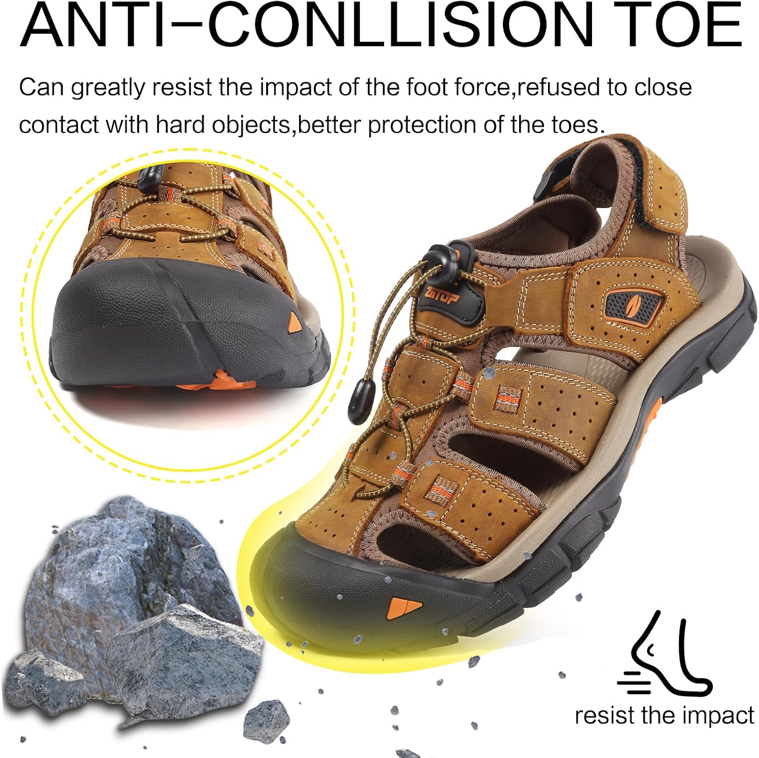 Men Sandals Closed Toe Walking Fastening Hiking Sport Shoes Leather Sandals - pokemaMen Sandals Closed Toe Walking Fastening Hiking Sport Shoes Leather Sandals