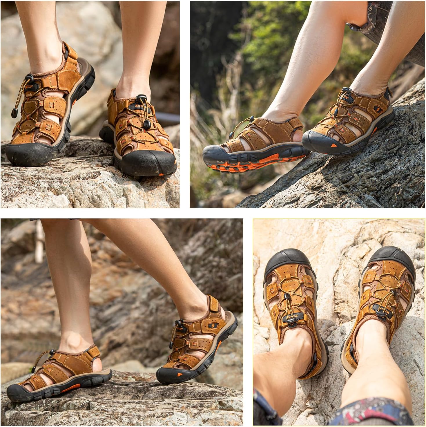 Men Sandals Closed Toe Walking Fastening Hiking Sport Shoes Leather Sandals - pokemaMen Sandals Closed Toe Walking Fastening Hiking Sport Shoes Leather Sandals