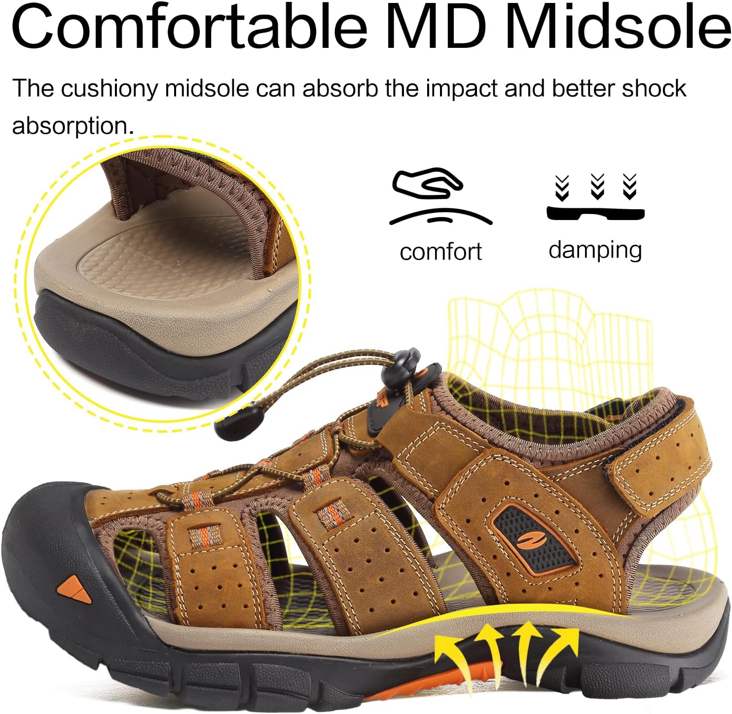 Men Sandals Closed Toe Walking Fastening Hiking Sport Shoes Leather Sandals - pokemaMen Sandals Closed Toe Walking Fastening Hiking Sport Shoes Leather Sandals