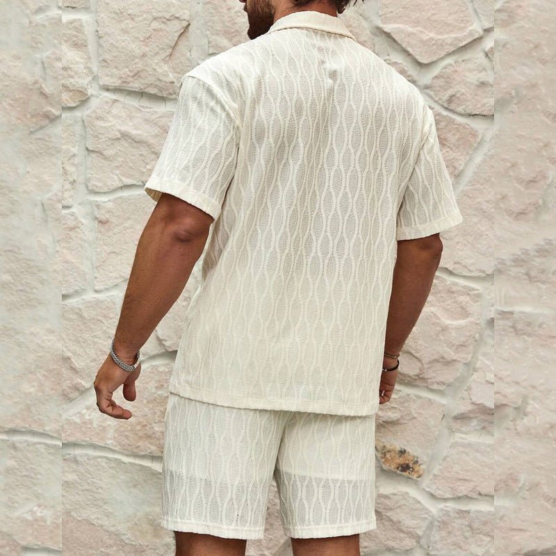 Men Tracksuits Summer Fashion Solid Loose Casual Two Pieces Lapel Button Shirt Shorts Beach Holiday All-match Outfits Male - pokema67dc35ed25011fd79a0cbdecdcac4971