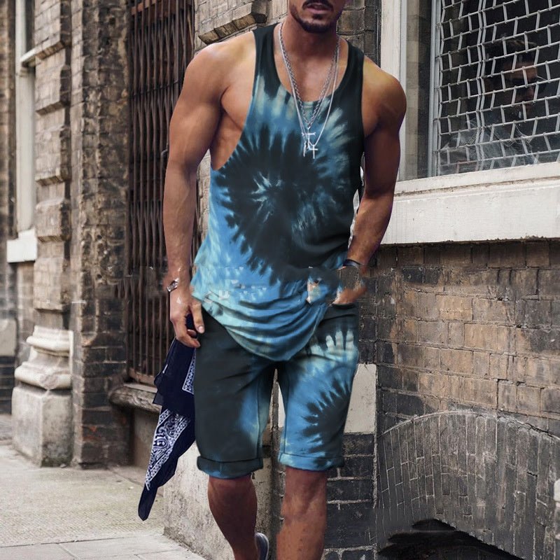 Men's Clothing Series Fashion Camisole Colorful Hip Hop Print Sleeveless Top Shorts Suit - pokema1465c3df1b5bf57f59ab8e6e65fdffdc