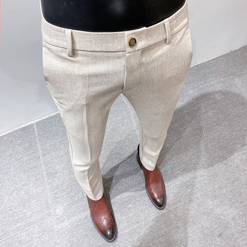 Men's Fashion Handsome Lightly Mature Simple Slim Fit Casual Ankle Banded Pants - pokema7ba4d13fdf07ce9bc1a559728653c89c