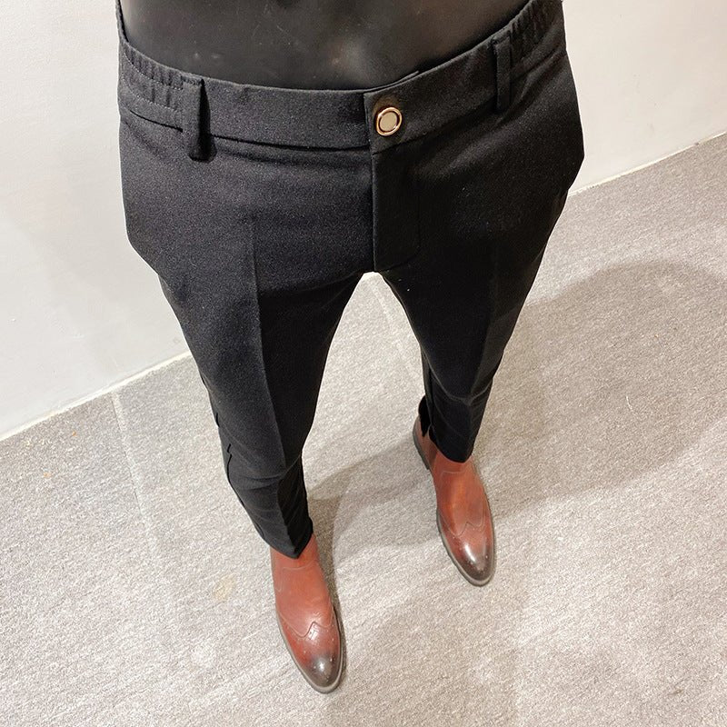 Men's Fashion Handsome Lightly Mature Simple Slim Fit Casual Ankle Banded Pants - pokemadd3eacb884cfe0cecc4998ba851ec250